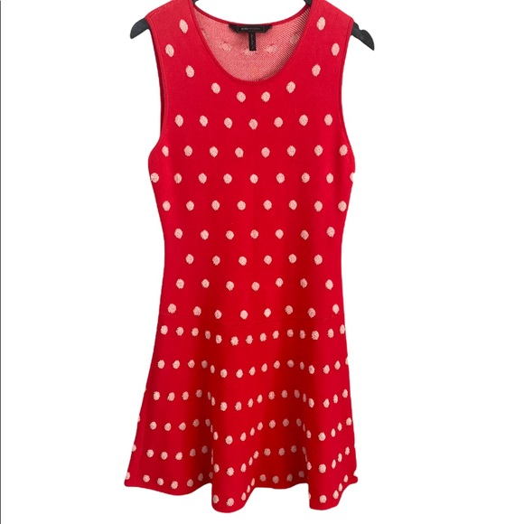 BCBGMaxAzria Dresses & Skirts - BCBG max Azria Polka dot red dress “ JO” Medium fit and flare